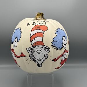 Repurposed Halloween Pumpkin Blow Mold Transfer Paper 9"T Dr Suess Thing 1 and 2